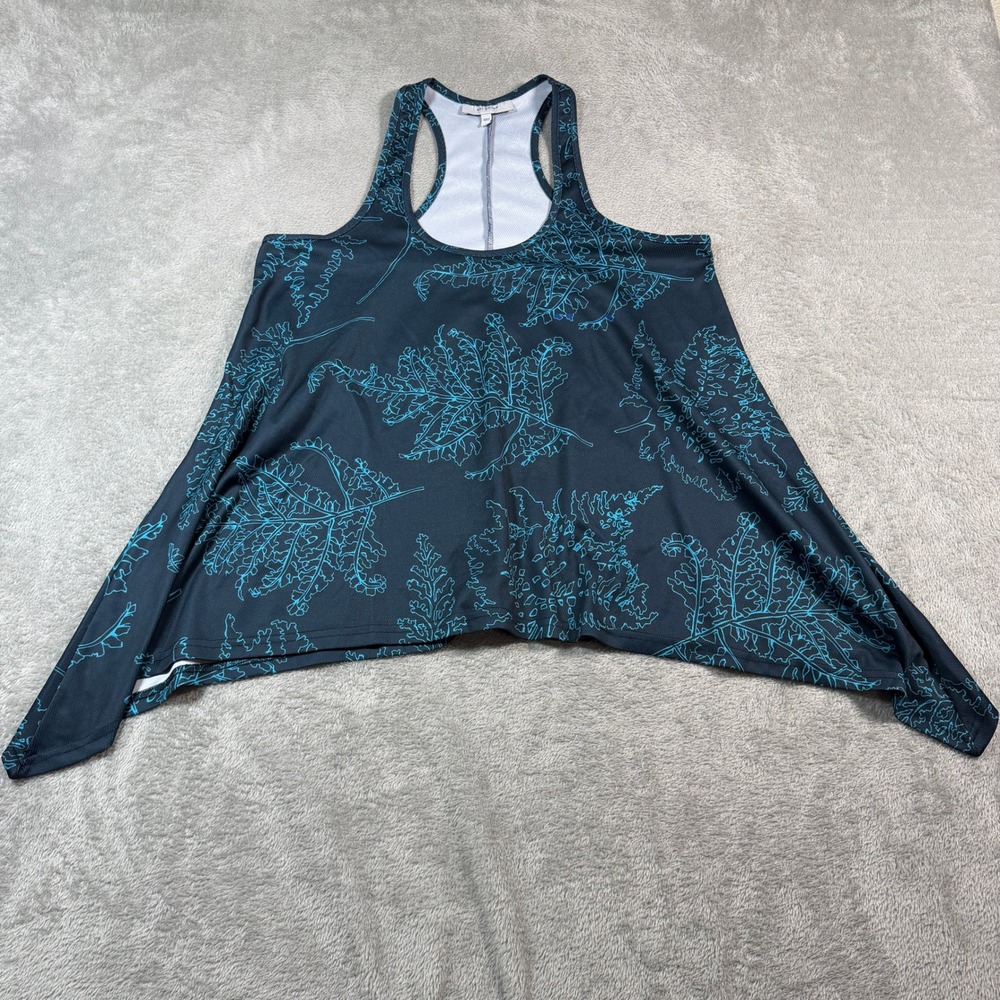 Ari South Tank‎ Top Women Large Teal Fern Print Racerback Hawaii